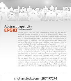 Abstract background with old building 3D Paper, vector