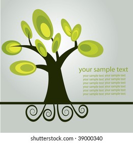 Abstract background with olive tree. Vector illustration