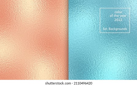 Abstract background on beige and blue color. Trendy color of the year 2022. Peachy pastel well contrasting it with sky blue color. Swatch background сoloring in trend color. Vector illustration