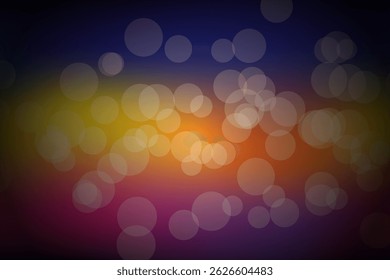 Abstract background on black background with shades of blue, yellow, purple. Bokeh circles, luxury background, vector eps 10