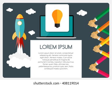 Abstract Background on Business Theme with Empty Place for Your Text. New Idea Start Up Flat Concept Vector Illustration EPS10

