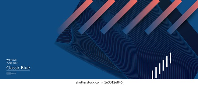 Abstract background on Classic Blue color futuristic elements banner geometric blue gradient