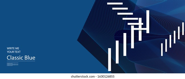 Abstract background on Classic Blue color futuristic elements banner geometric blue gradient