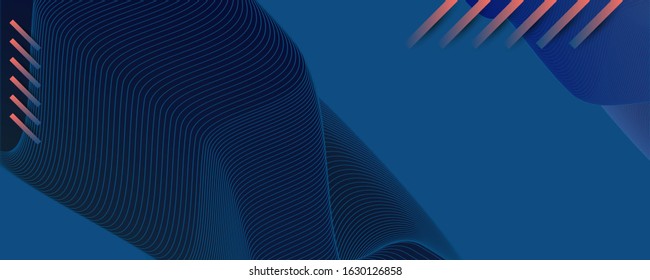 Abstract background on Classic Blue color futuristic elements banner geometric blue gradient