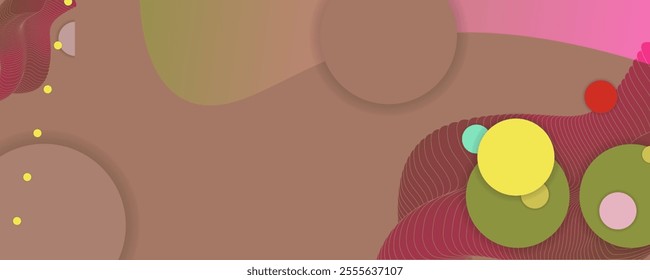 Abstract background on coffee muted Mocha shade 2025 Mousse color futuristic elements banner geometric multicolored elements