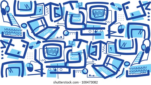 Abstract background on computers in the blue colors