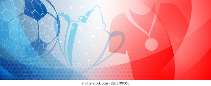 Abstract background on a football theme with big ball and other soccer symbols in national colors of France