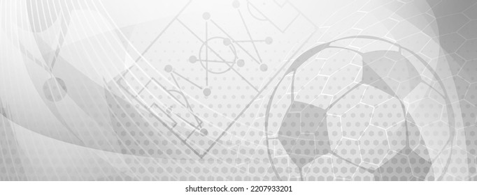 Abstract background on a football theme with big ball and other soccer symbols in gray colors