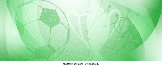 Abstract background on a football theme with big ball and other soccer symbols in green colors