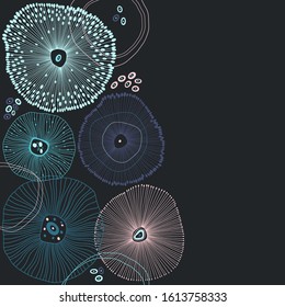 Abstract background on a marine theme with place for text on black. Vector.  Perfect for greeting cards and invitations.
