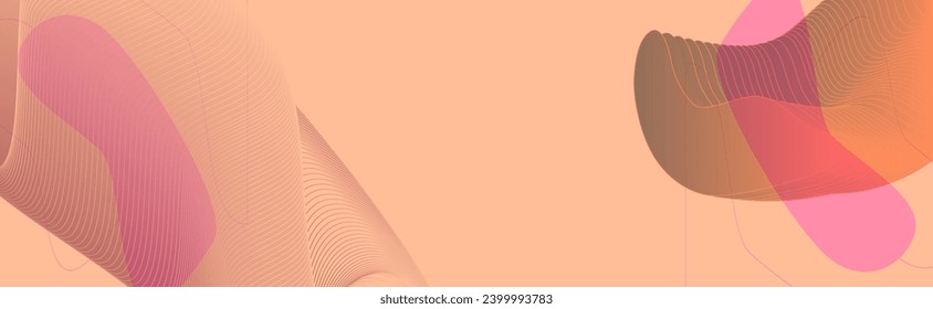 Abstract background on new Peach Fuzz color 2024 futuristic elements banner geometric blue gradient