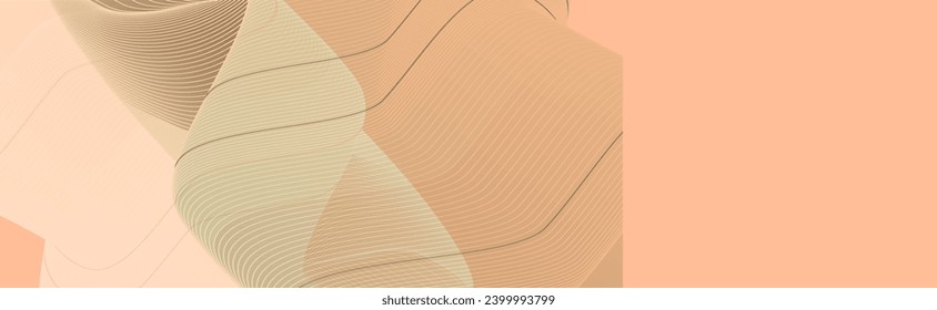 Abstrakter Hintergrund auf der neuen Peach Fuzz Farbe 2024 futuristische Elemente Banner geometrisch blauer Farbverlauf