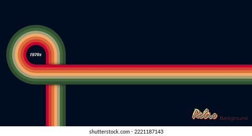 Abstract background on the road in dark night concept 1970s retro style with simple lines