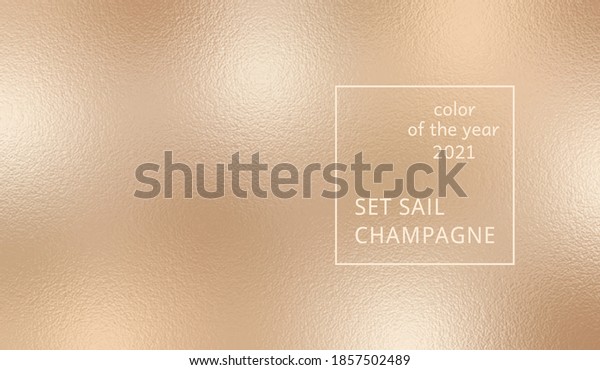 Abstract background on Set Sail Champagne color.\
Trendy color of the year 2021. Swatch background сoloring in trend\
color. Metallic effect sparkle texture foil. Design glitter for\
prints. Vector