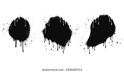 Abstract background on set. spray paint graffiti banners and ink splashes, ink blots. Spray Paint Vector Element isolated on White Background. vector illustration