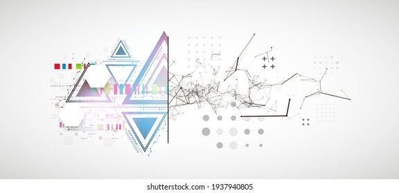 Abstract background on technological and scientific topics. Plexus effect with various techno details with a place under the text. Vector format.
