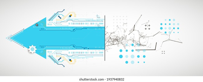 Abstract background on technological and scientific topics. Plexus effect with various techno details with a place under the text. Vector format.