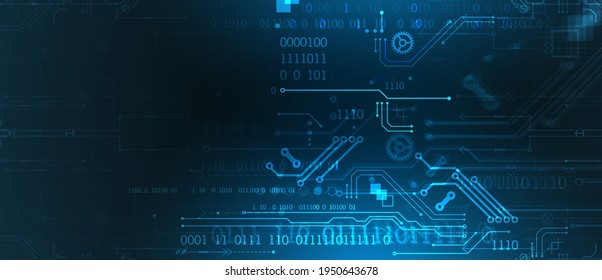 Abstract background on technological and scientific topics. Various techno details with using digital code. Vector format.