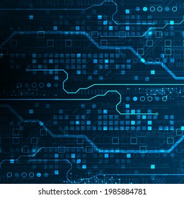 Resumen de antecedentes en temas tecnológicos y científicos. Varios detalles técnicos con el uso de código digital. Formato vectorial.