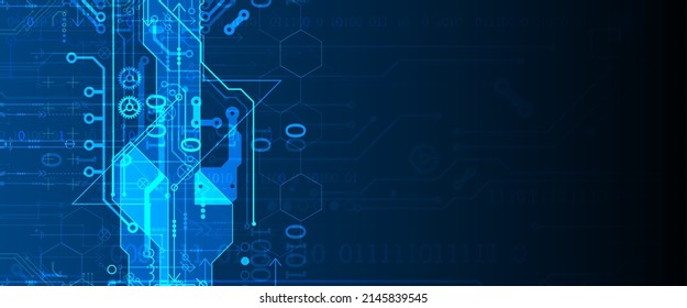 Abstract background on technological and scientific topics. Various techno details with using digital code. Vector format.
