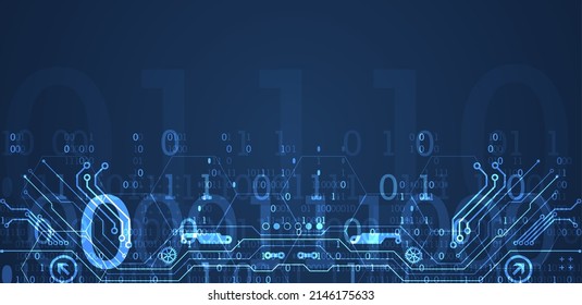 Abstract background on technological and scientific topics. Various techno details with using digital code. Vector format.