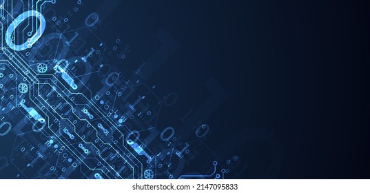 Abstract background on technological and scientific topics. Various techno details with using digital code. Vector format.