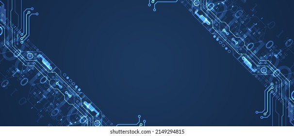 Abstract background on technological and scientific topics. Various techno details with using digital code. Vector format.