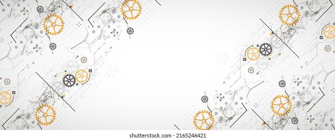 Abstract background on technological and scientific topics. Plexus effect with various techno details with a place under the text. Vector format.