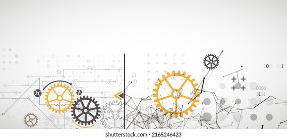 Abstract background on technological and scientific topics. Plexus effect with various techno details with a place under the text. Vector format.