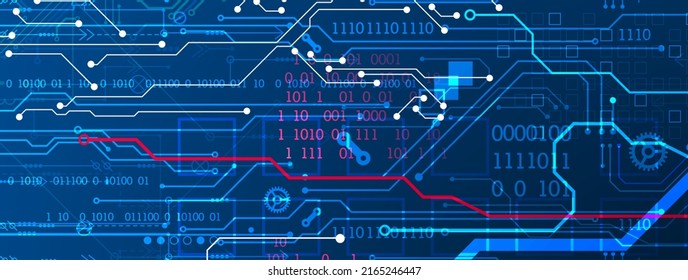 Resumen de antecedentes en temas tecnológicos y científicos. Varios detalles técnicos con el uso de código digital. Formato vectorial.