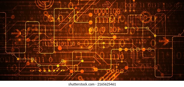 Abstract background on technological and scientific topics. Various techno details with using digital code. Vector format.