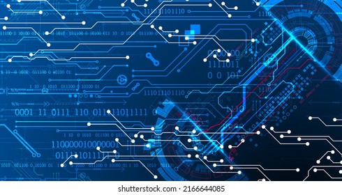Resumen de antecedentes en temas tecnológicos y científicos. Varios detalles técnicos con el uso de código digital. Formato vectorial.