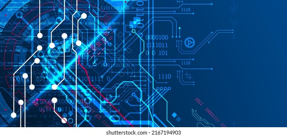Abstract background on technological and scientific topics. Various techno details with using digital code. Vector format.