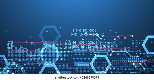 Resumen de antecedentes en temas tecnológicos y científicos. Varios detalles técnicos con el uso de código digital. Formato vectorial.