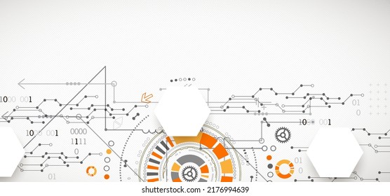 Abstract background on technological and scientific topics. Plexus effect with various techno details with a place under the text. Vector format.