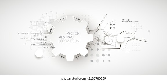 Abstract background on technological and scientific topics. Plexus effect with various techno details with a place under the text. Vector format.