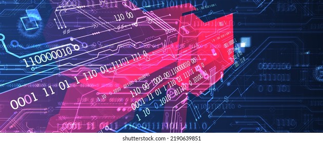 Abstract background on technological and scientific topics. Various techno details with using digital code. Vector format.