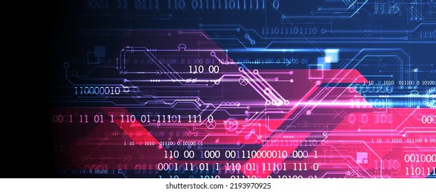 Abstract background on technological and scientific topics. Various techno details with using digital code. Vector format.