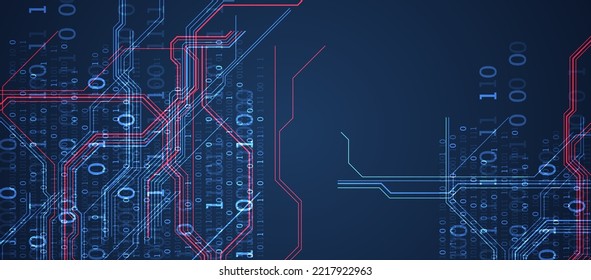 Abstract background on technological and scientific topics. Various techno details with using digital code. Vector format.