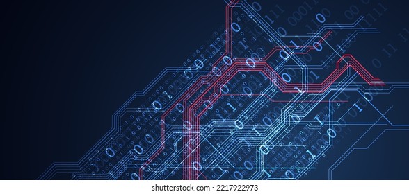 Abstract background on technological and scientific topics. Various techno details with using digital code. Vector format.
