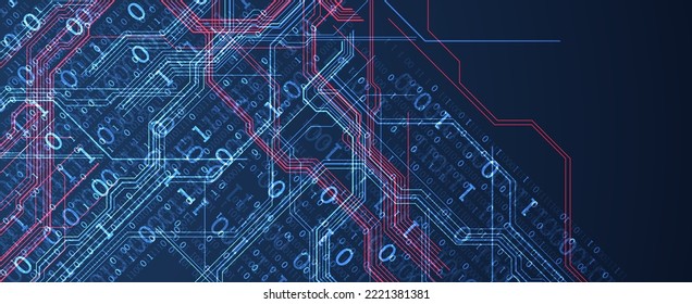 Abstract background on technological and scientific topics. Various techno details with using digital code. Vector format.