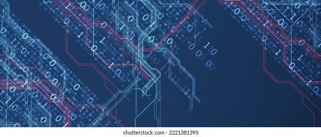 Abstract background on technological and scientific topics. Various techno details with using digital code. Vector format.