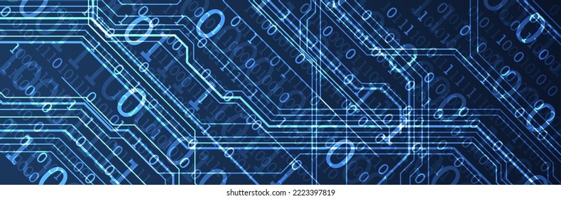 Abstract background on technological and scientific topics. Various techno details with using digital code. Vector format.