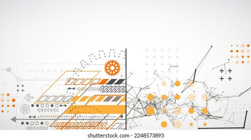 Abstract background on technological and scientific topics. Plexus effect with various techno details with a place under the text. Vector format.