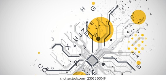 Resumen de antecedentes en temas tecnológicos y científicos. Concepto de CPU. Formato vectorial.