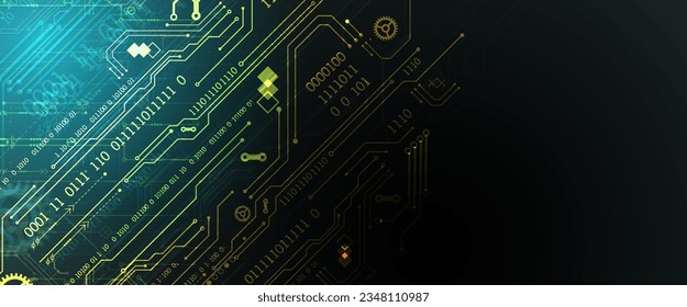 Abstract background on technological and scientific topics. Various techno details with using digital code. Vector format.