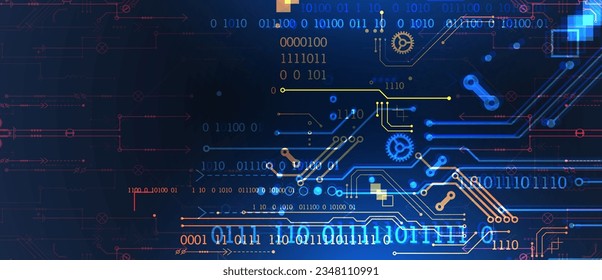 Resumen de antecedentes en temas tecnológicos y científicos. Varios detalles técnicos con el uso de código digital. Formato vectorial.
