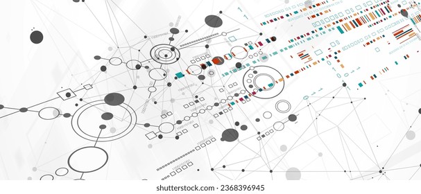 Resumen de antecedentes en temas tecnológicos y científicos. Formato vectorial.