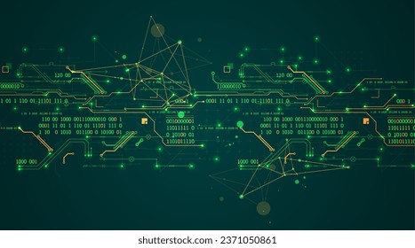 Abstract background on technological and scientific topics. Various techno details with using digital code. Vector format.