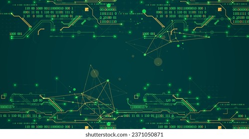 Abstract background on technological and scientific topics. Various techno details with using digital code. Vector format.